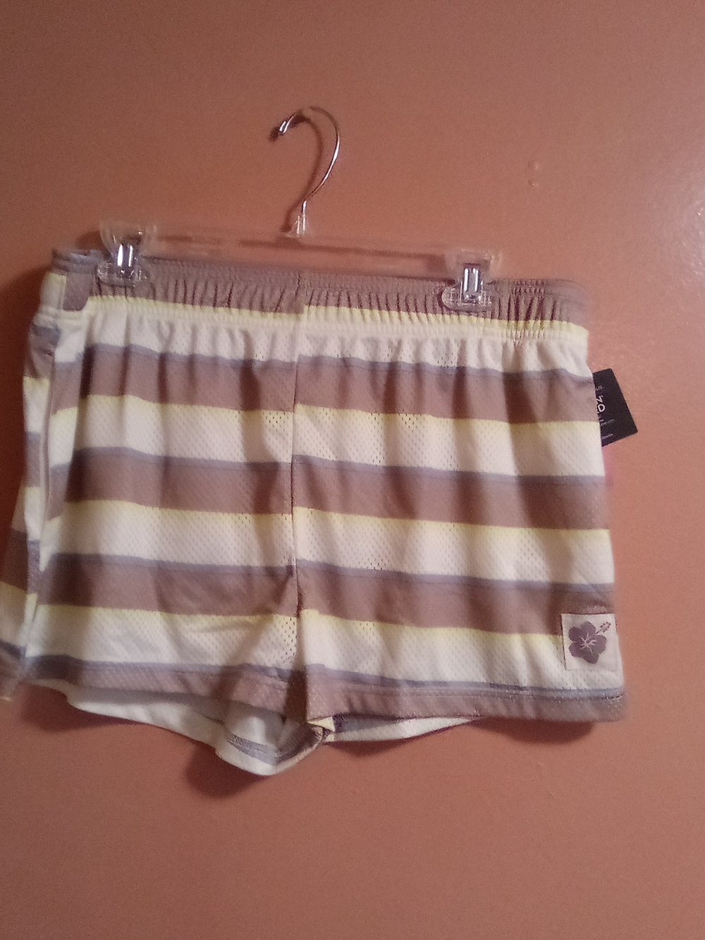 Striped Mesh Women’s Shorts in Beige and Yellow ( Home )